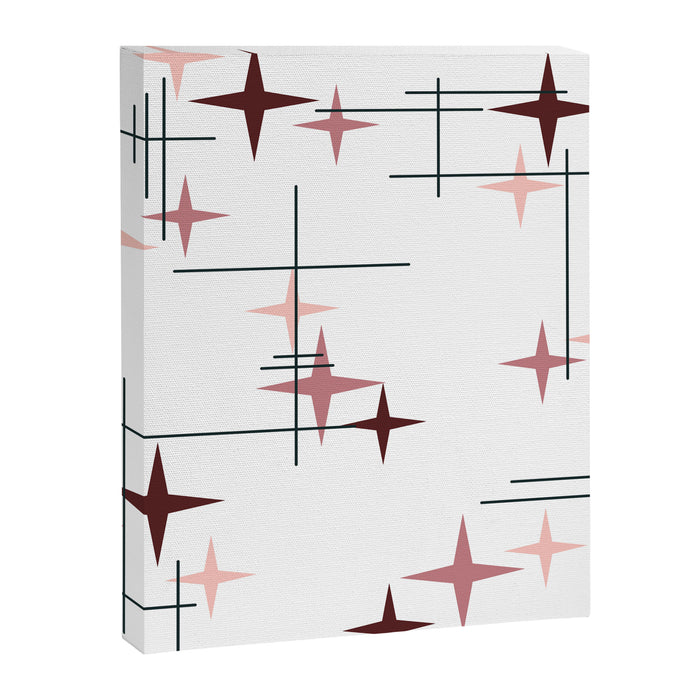 Mid Century Modern Stars (Pink) Canvas Print Gallery Image 1