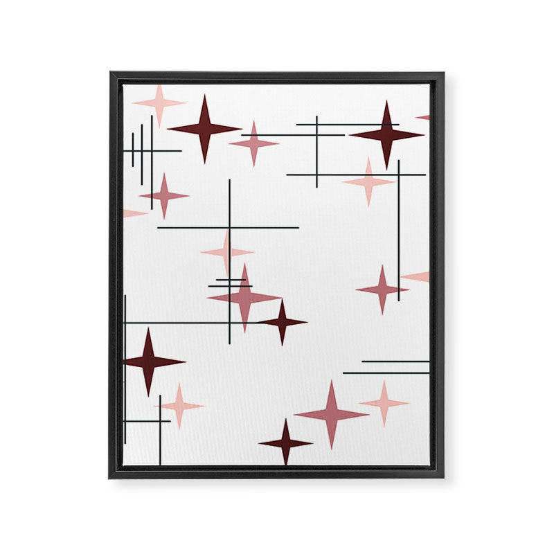 Mid Century Modern Stars (Pink) Framed Canvas Print Gallery Image 8