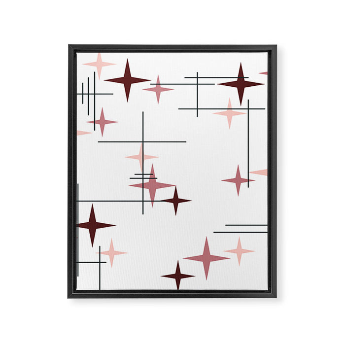 Mid Century Modern Stars (Pink) Framed Canvas Print Gallery Image 1