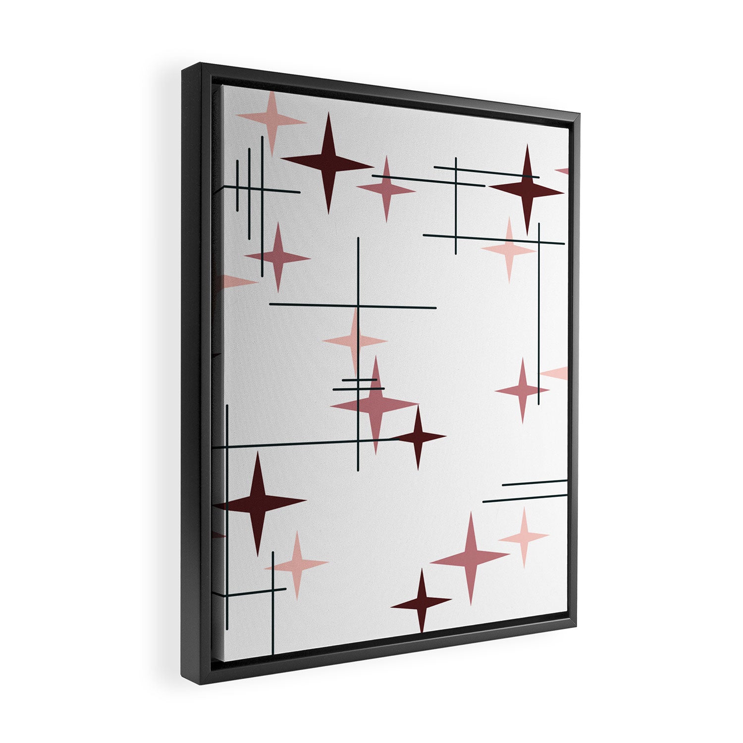 Mid Century Modern Stars (Pink) Framed Canvas Print Gallery Image 2