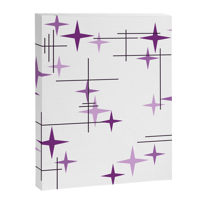 Mid Century Modern Stars Purple Canvas Print Gallery Image 1