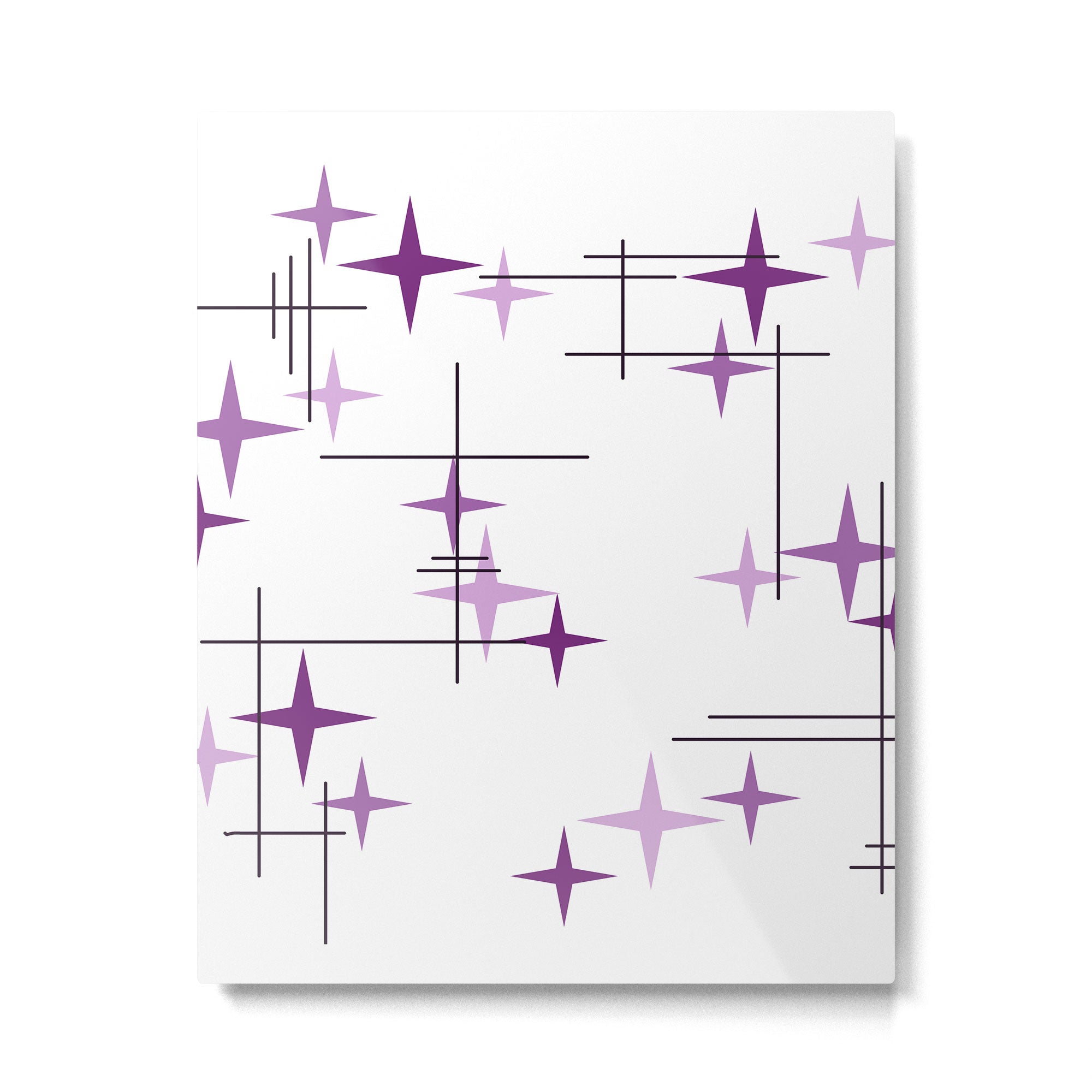 Mid Century Modern Stars Purple Metal Print Gallery Image 6