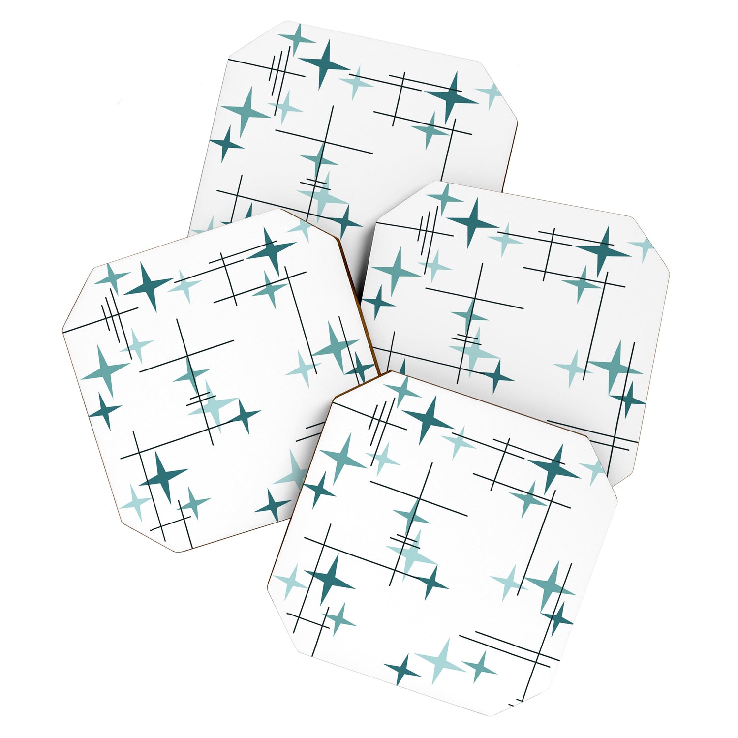 Mid Century Modern Stars (Teal) Coaster Gallery Image 1