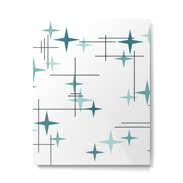 Mid Century Modern Stars (Teal) Metal Print Gallery Image 1