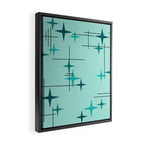 Mid Century Modern Stars Turquoise Framed Canvas Print Gallery Image 2