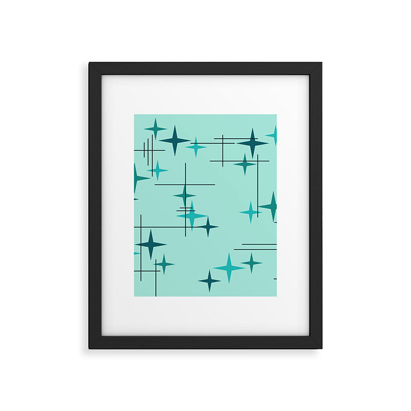 Mid Century Modern Stars Turquoise Framed Art Print Gallery Image 6