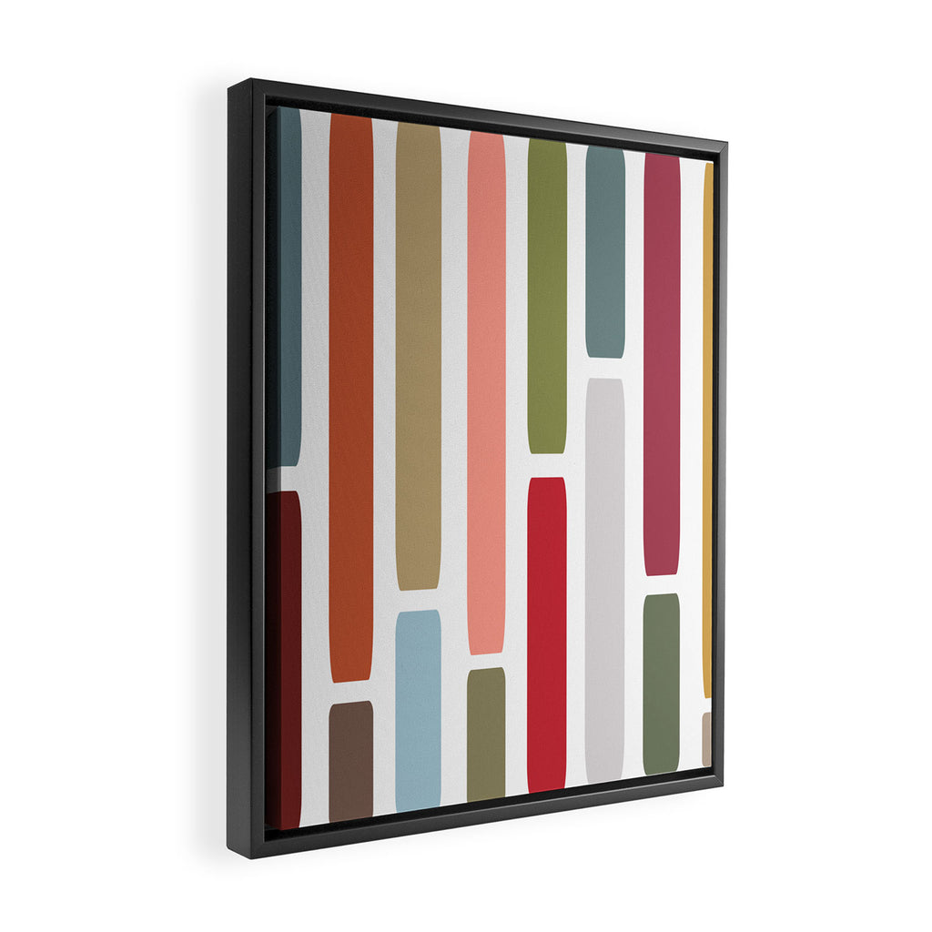 Mid Century Modern Stripes Framed Canvas Print Gallery Image 2