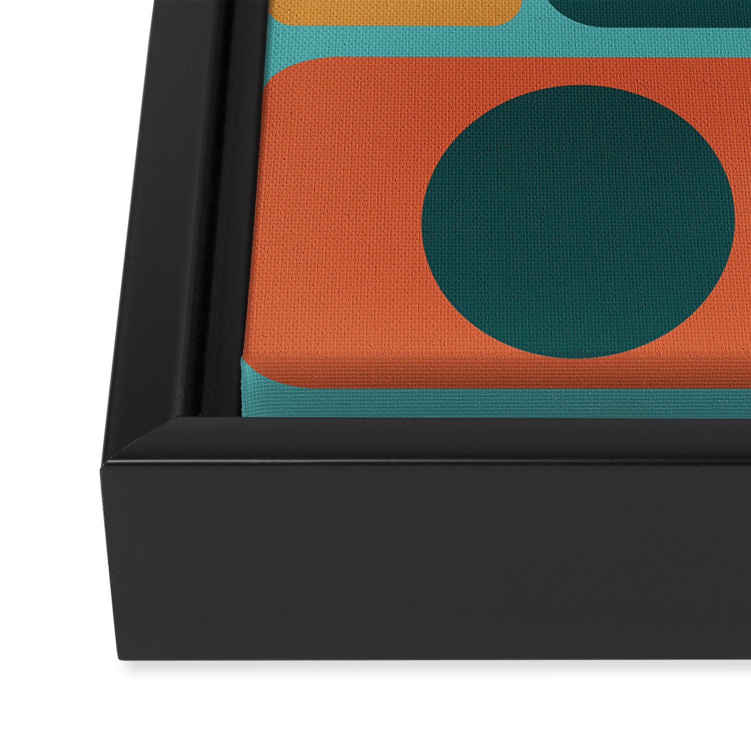 Mid Century Modern Turquoise Rectangles Framed Canvas Print Gallery Image 3