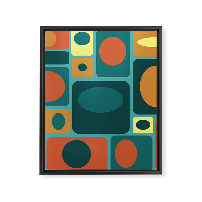 Mid Century Modern Turquoise Rectangles Framed Canvas Print Gallery Image 1