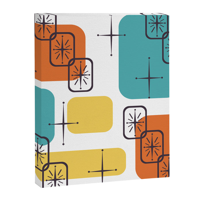 Mid Century Modern White Yellow Orange Blue Canvas Print Gallery Image 1
