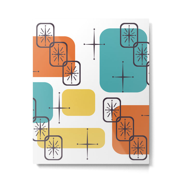 Mid Century Modern White Yellow Orange Blue Metal Print Gallery Image 1