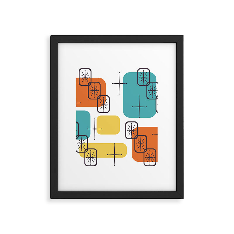 Mid Century Modern White Yellow Orange Blue Framed Art Print Gallery Image 6