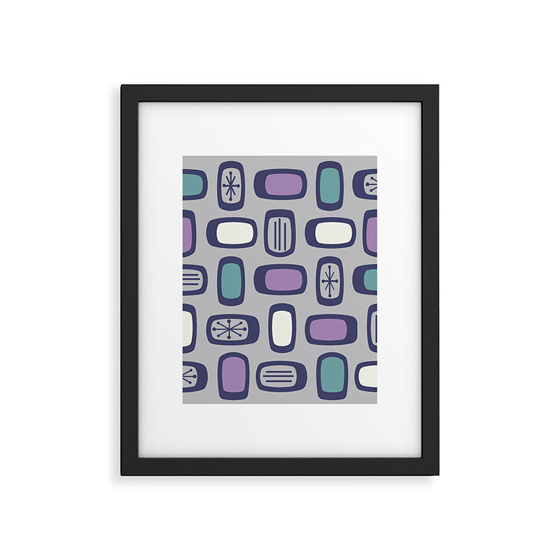 Midcentury MCM Rounded Rectangles Gray Purple Framed Art Print Gallery Image 6