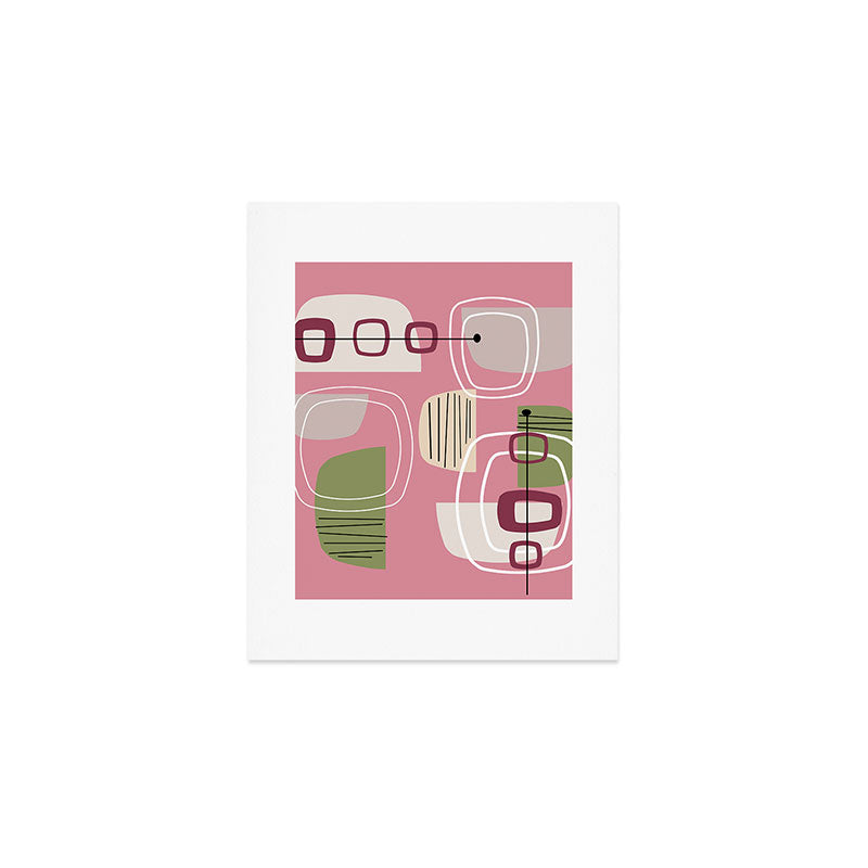 Pink Mid Century Modern Art Print Gallery Image 1