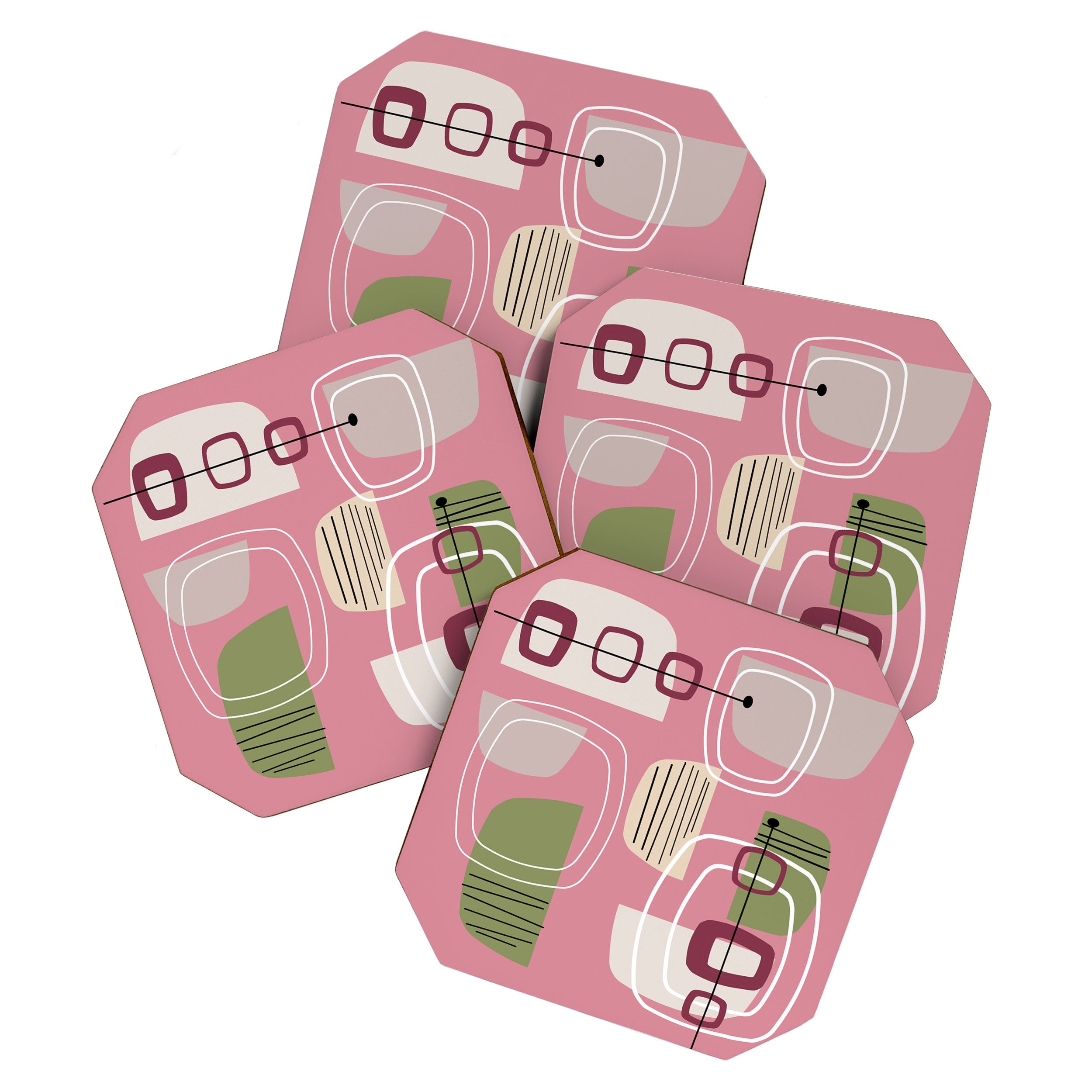 Pink Mid Century Modern Coaster Gallery Image 1