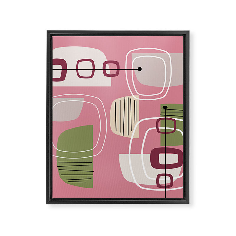 Pink Mid Century Modern Framed Canvas Print Gallery Image 8