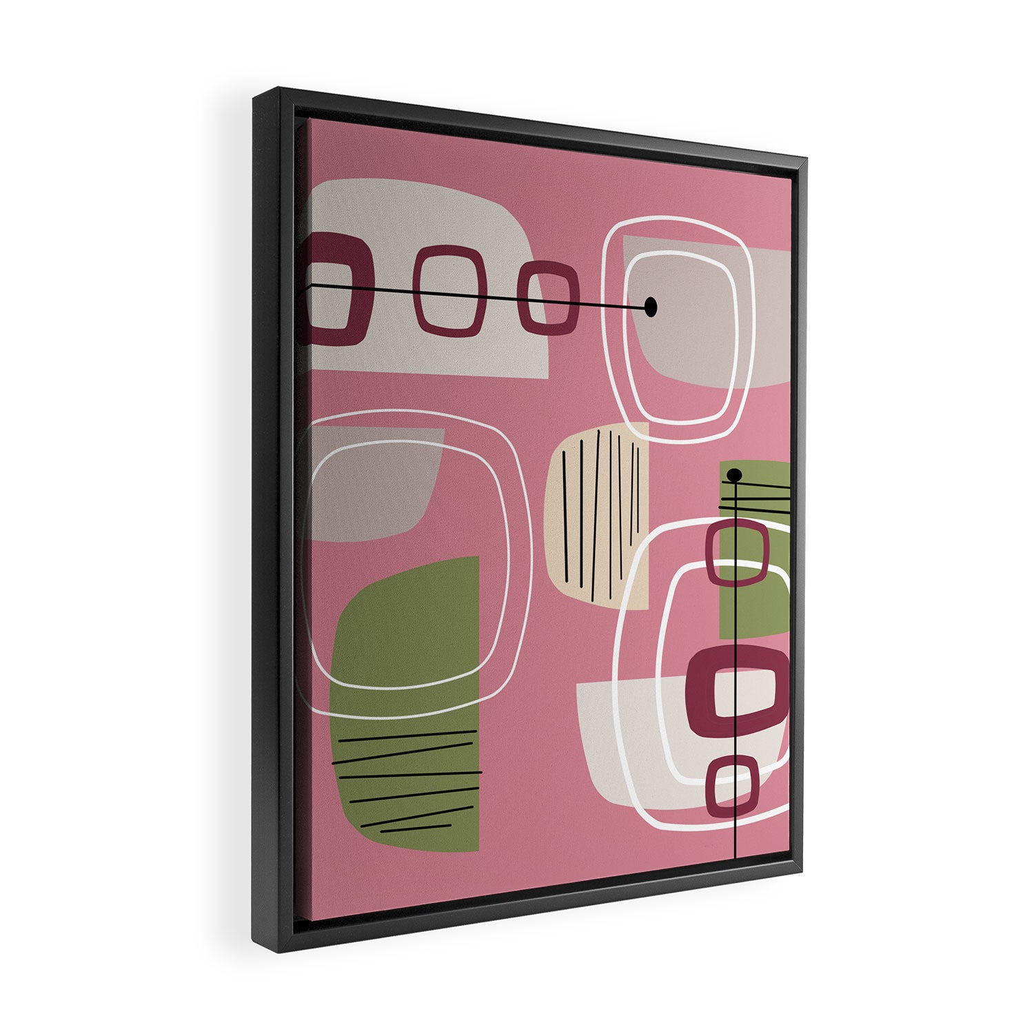 Pink Mid Century Modern Framed Canvas Print Gallery Image 2