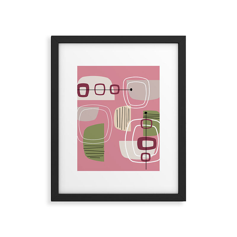 Pink Mid Century Modern Framed Art Print Gallery Image 6