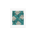 Retro 1950s Art Pattern Diamonds Teal Gold Art Print Gallery Image 1