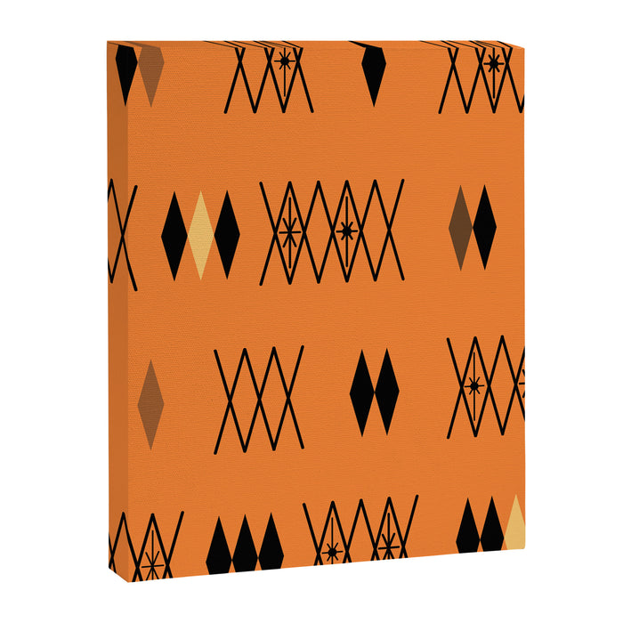 Retro Atomic Era Diamonds Pattern Orange Canvas Print Gallery Image 1