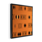 Retro Atomic Era Diamonds Pattern Orange Framed Canvas Print Gallery Image 2
