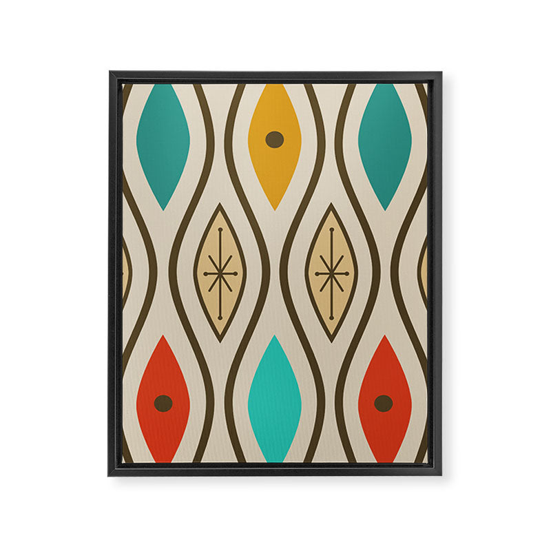 Retro Mid Century Modern Wavy Lines Colorful Framed Canvas Print Gallery Image 8