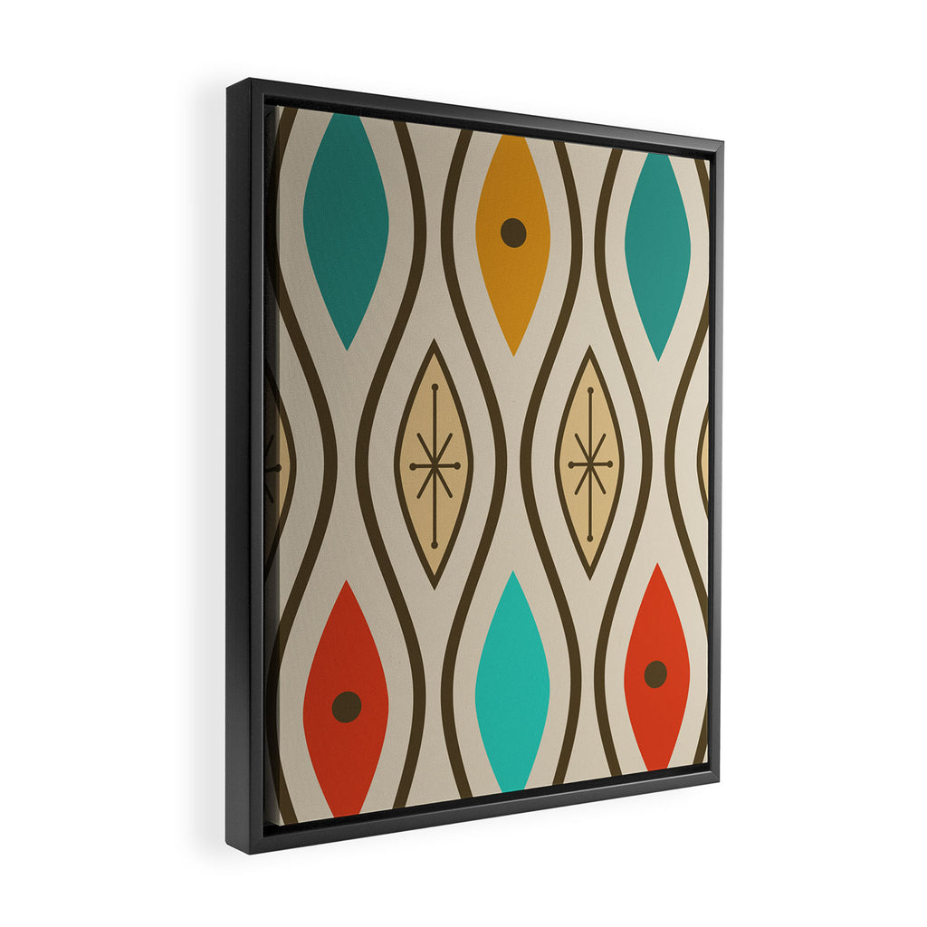 Retro Mid Century Modern Wavy Lines Colorful Framed Canvas Print Gallery Image 2
