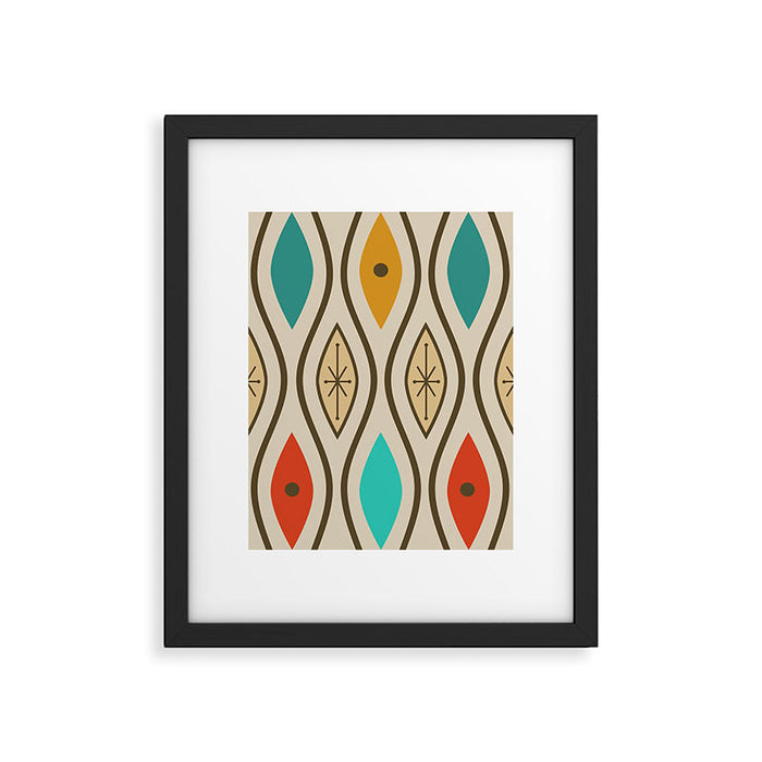 Retro Mid Century Modern Wavy Lines Colorful Framed Art Print Gallery Image 1