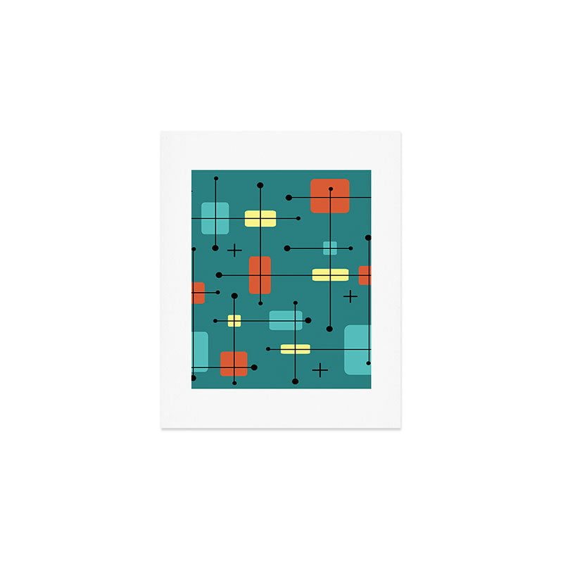 Rounded Rectangles Squares Teal Art Print Gallery Image 1