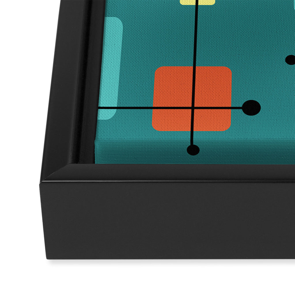 Rounded Rectangles Squares Teal Framed Canvas Print Gallery Image 3