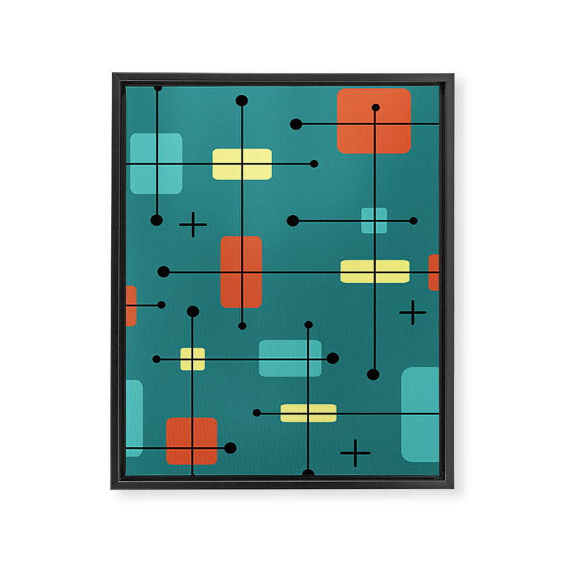Rounded Rectangles Squares Teal Framed Canvas Print Gallery Image 8
