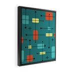 Rounded Rectangles Squares Teal Framed Canvas Print Gallery Image 2