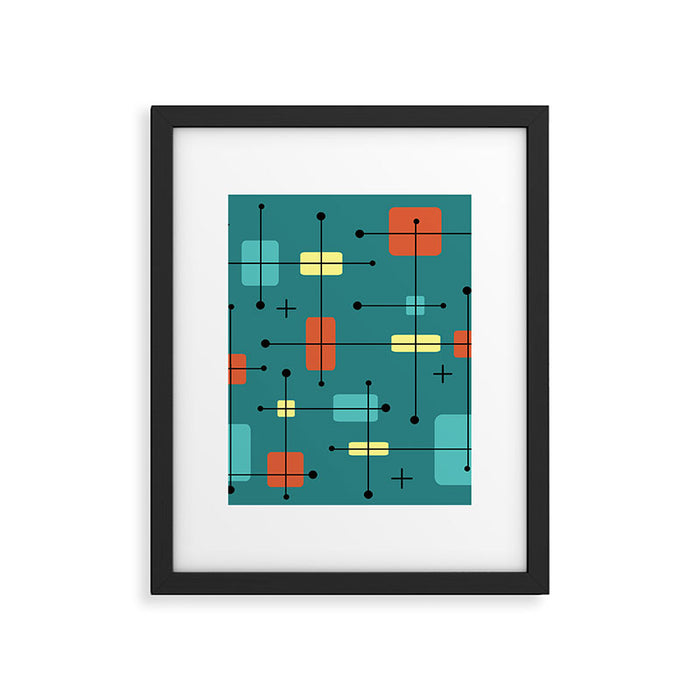 Rounded Rectangles Squares Teal Framed Art Print Gallery Image 1