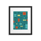 Rounded Rectangles Squares Teal Framed Art Print Gallery Image 6