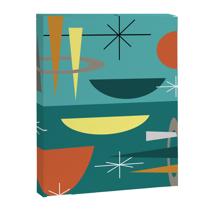 Turquoise Mid Century Modern Canvas Print Gallery Image 1
