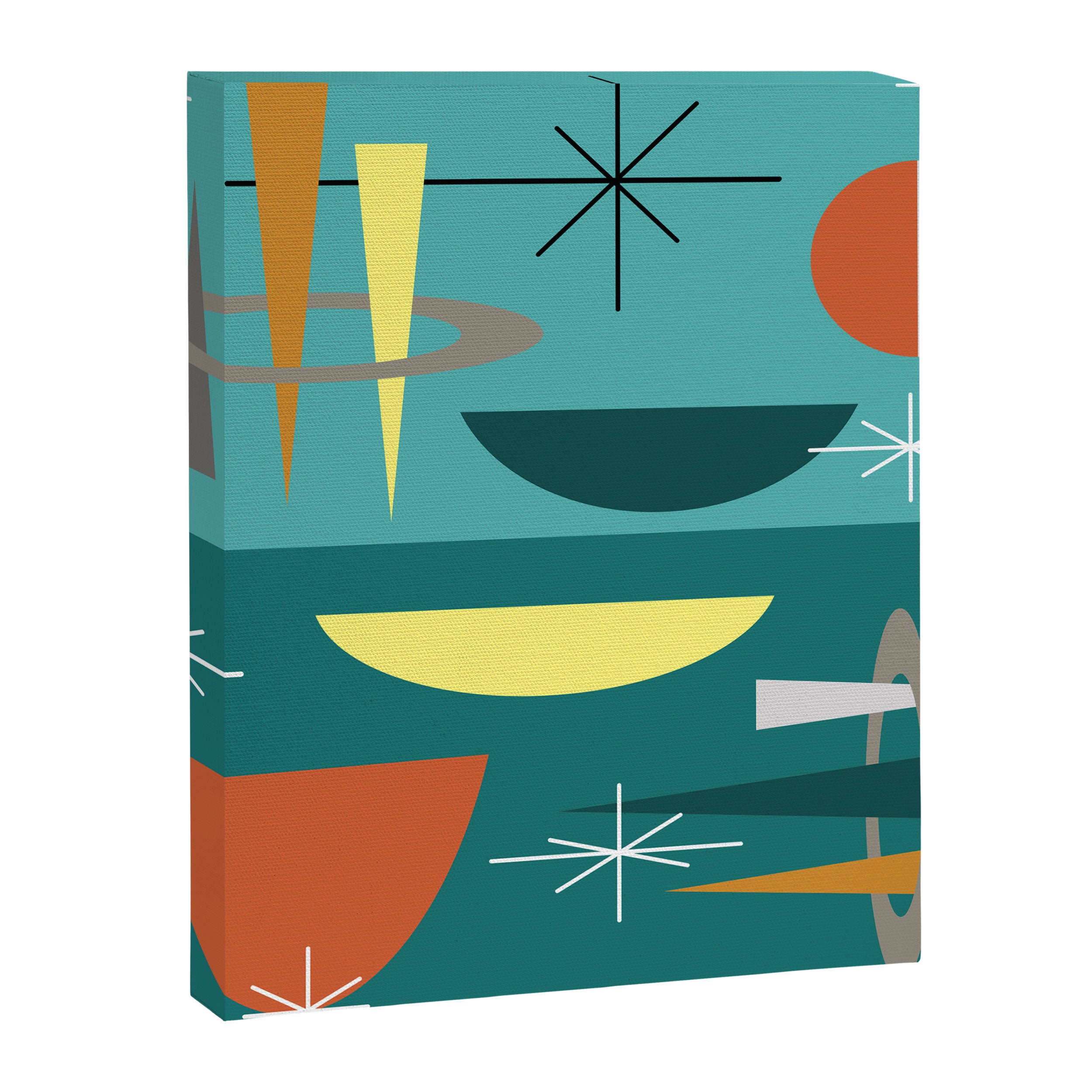 Turquoise Mid Century Modern Canvas Print Gallery Image 8