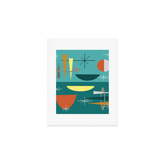 Turquoise Mid Century Modern Art Print Gallery Image 1