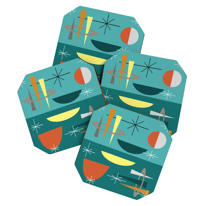 Turquoise Mid Century Modern Coaster Gallery Image 1