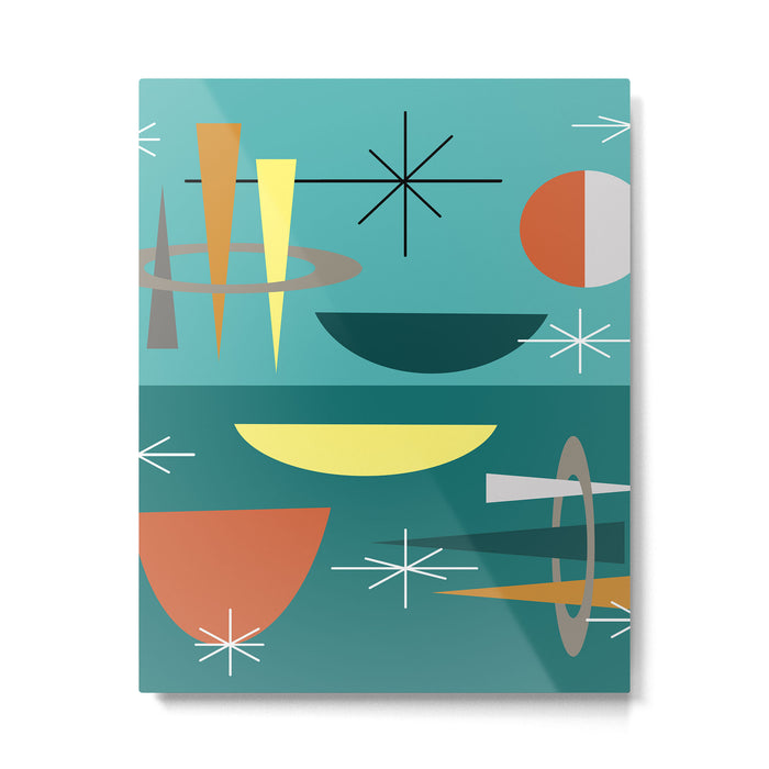Turquoise Mid Century Modern Metal Print Gallery Image 1
