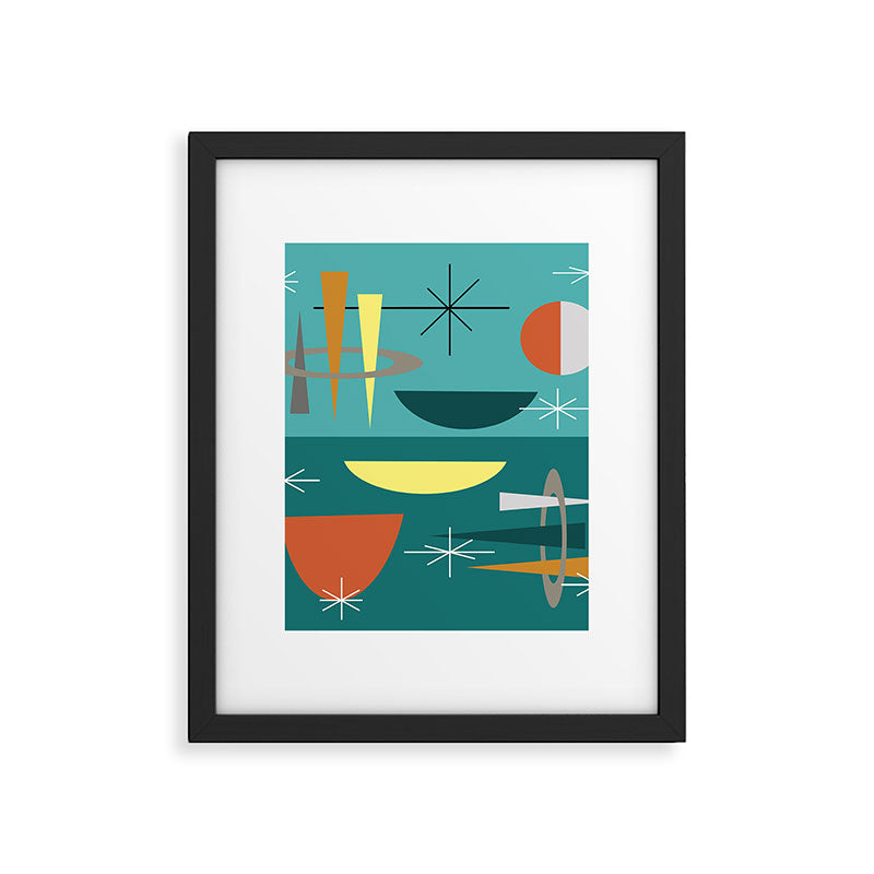 Turquoise Mid Century Modern Framed Art Print Gallery Image 6