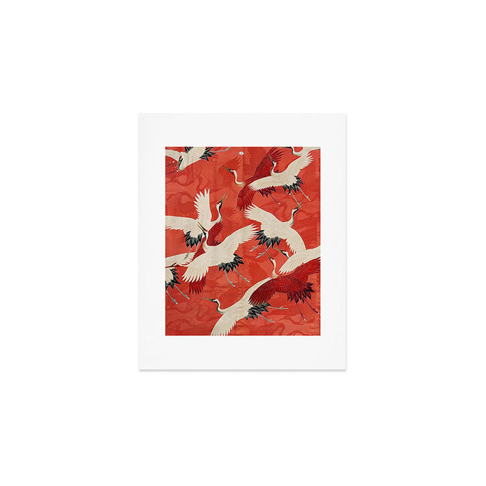 Red Cranesin Kimono Art Print Gallery Image 1