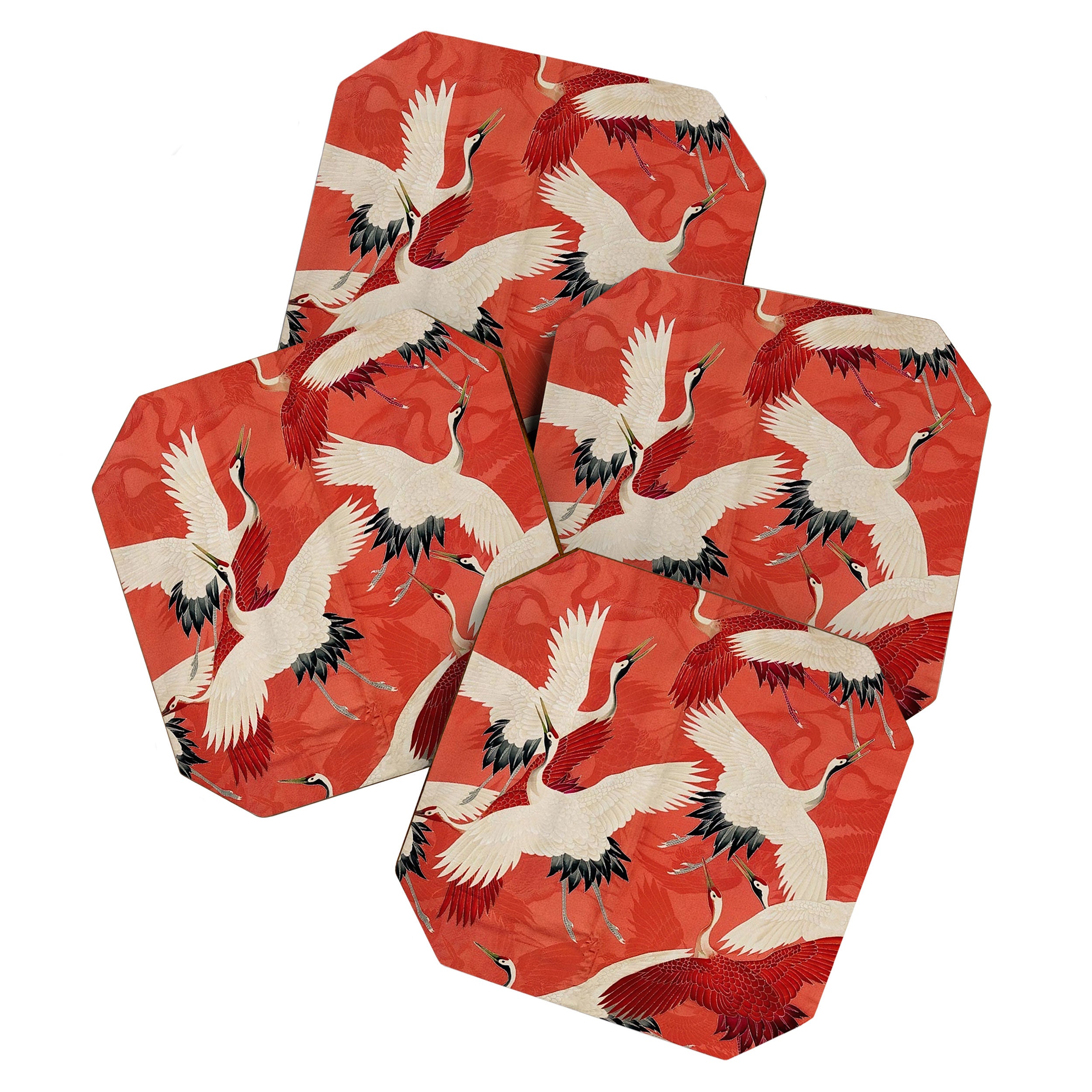 Red Cranesin Kimono Coaster Gallery Image 1