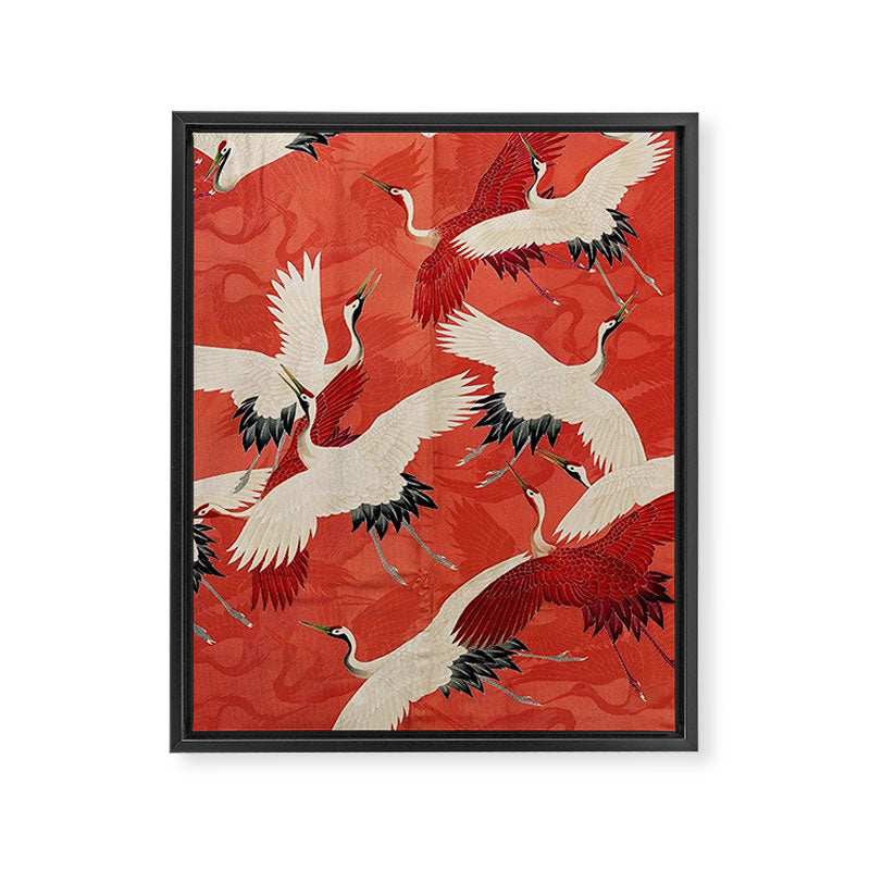 Red Cranesin Kimono Framed Canvas Print Gallery Image 6