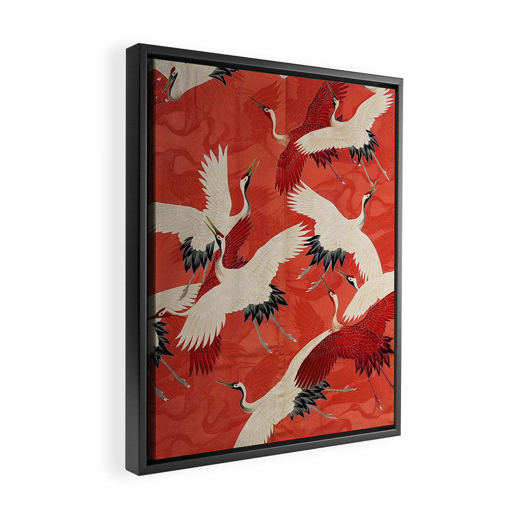 Red Cranesin Kimono Framed Canvas Print Gallery Image 2