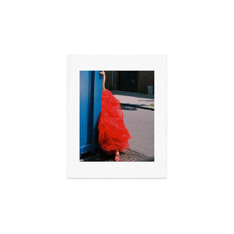 Red Dress and Shoes Peek | Fashion Editorial Art Print Gallery Image 1