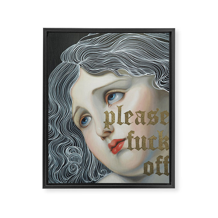Please, Fuck Off Framed Canvas Print Gallery Image 1