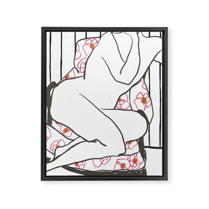 Lounging Nude Framed Canvas Print Gallery Image 1