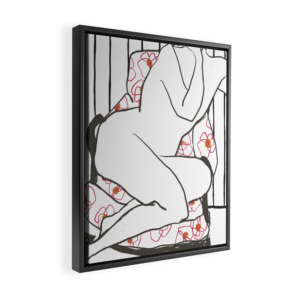 Lounging Nude Framed Canvas Print Gallery Image 2