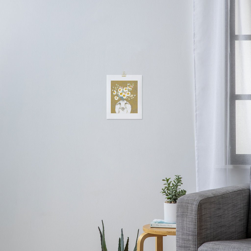 Modern Farmhouse Sheep with Dahlia Flowers Art Print Gallery Image 3