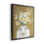 Modern Farmhouse Sheep with Dahlia Flowers Framed Canvas Print Gallery Image 2